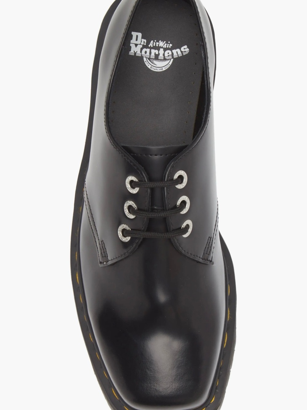 Dr. Martens Black quad squaredYellow Stitching
